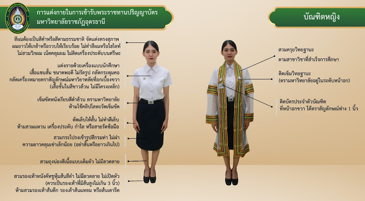 แนวปฏิบัติเรื่องการแต่งกายบัณฑิตหญิง